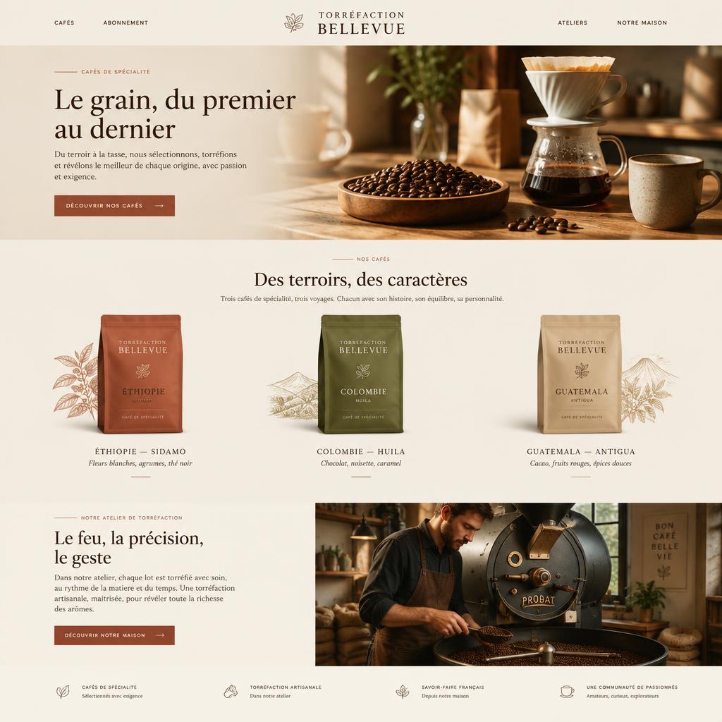 Concept de site web pour Torréfaction Bellevue
