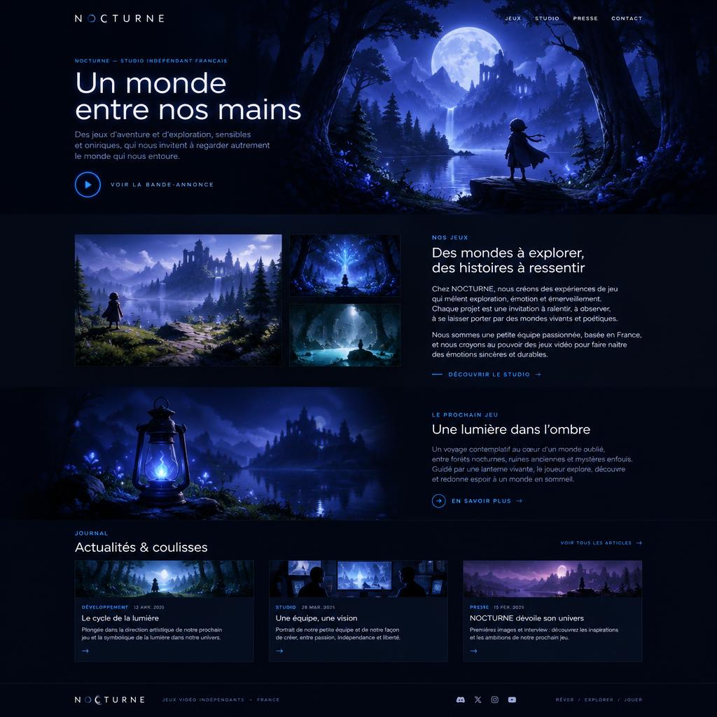 Concept de site web pour Nocturne