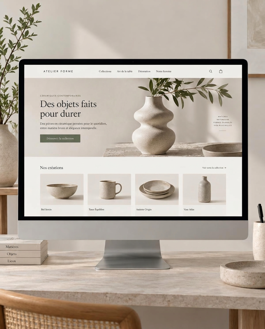Concept de site web pour Atelier Forme